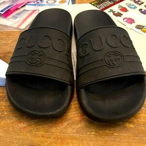 Black Gucci Slides 6.5 W (Euro 37) Runs Small
